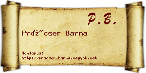 Prácser Barna névjegykártya